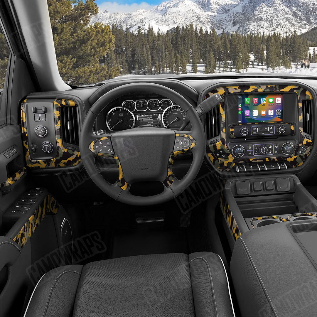 Ragged Militant Yellow Camo Car Interior Skin