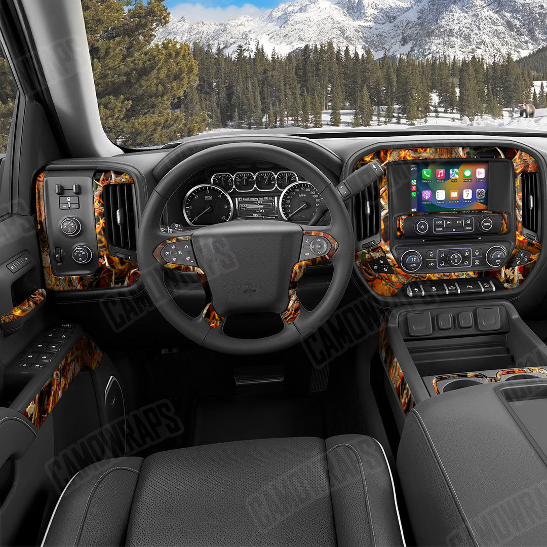 Nature Burning Buck Skull Camo Car Interior Skin