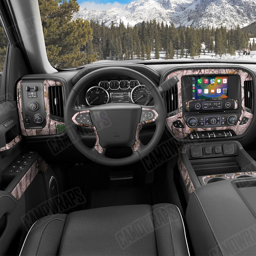 Nature Pink Forest Camo Car Interior Skin