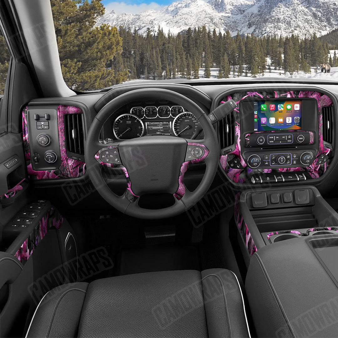 Nature Pink Lifeless Woods Camo Car Interior Skin