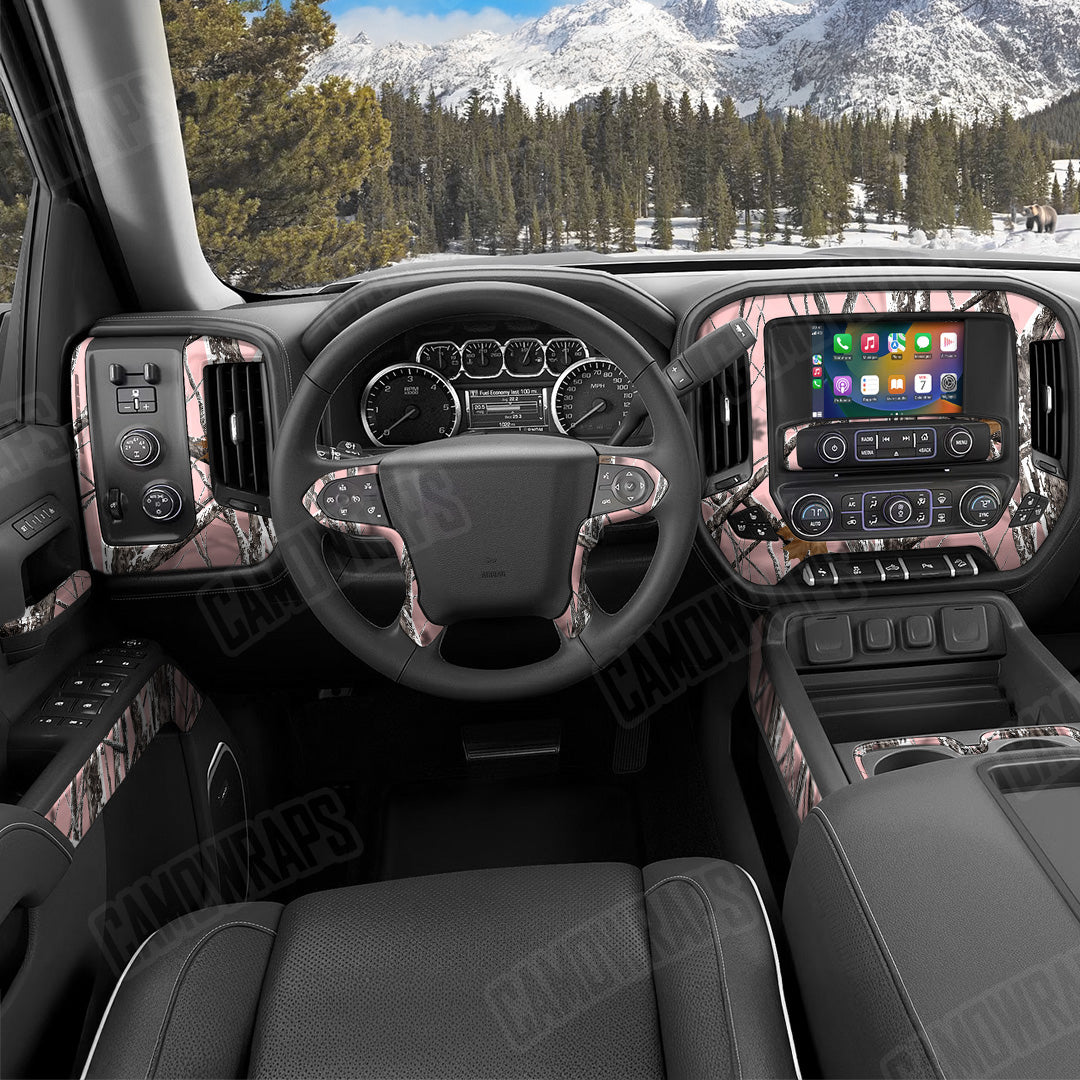 Nature Pink Snowstorm Camo Car Interior Skin