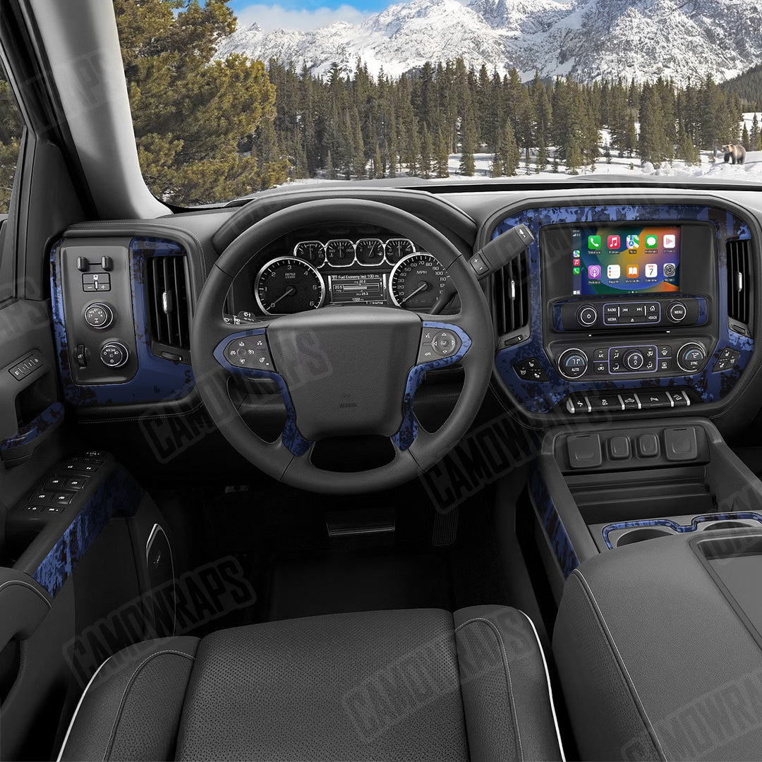 Pasted Blue Midnight Camo Car Interior Skin