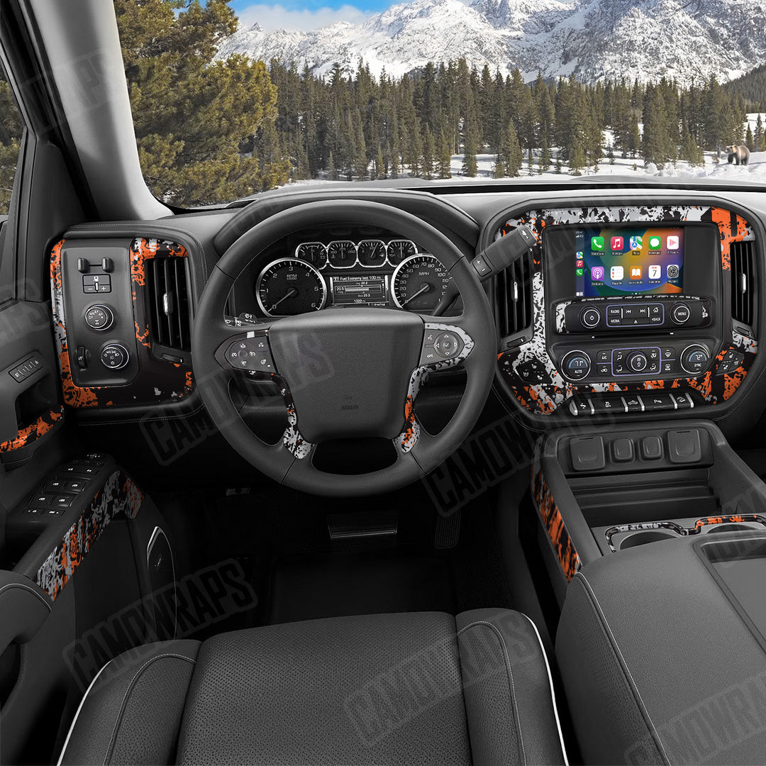 Pasted Orange Tiger Camo Car Interior Skin