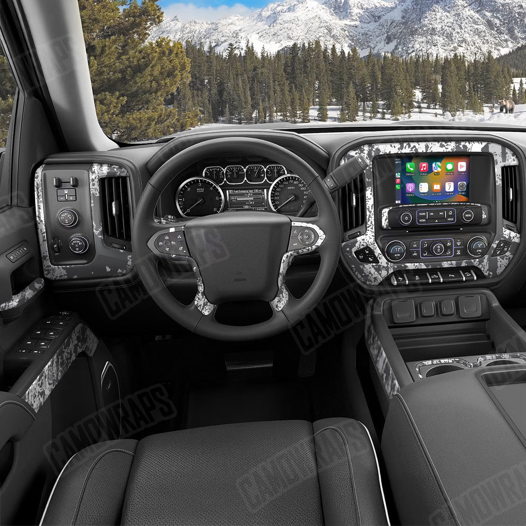 Pasted Snow Camo Car Interior Skin