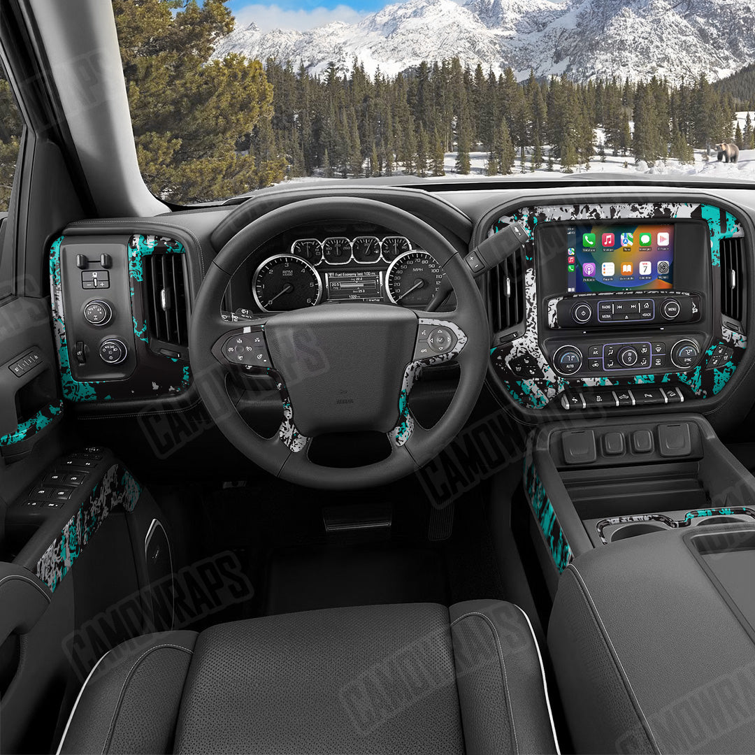 Pasted Tiffany Blue Tiger Camo Car Interior Skin
