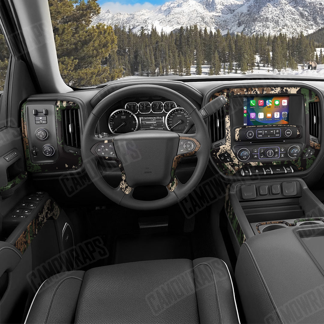 Pasted Woodland Camo Car Interior Skin