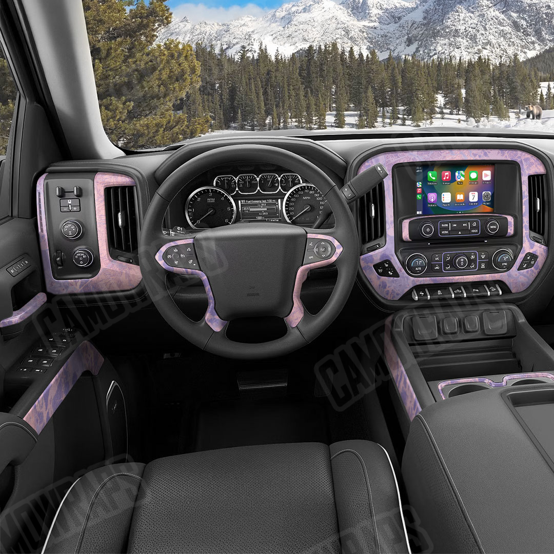 Realtree WAV3 Purple Rose Camo Car Interior Skin