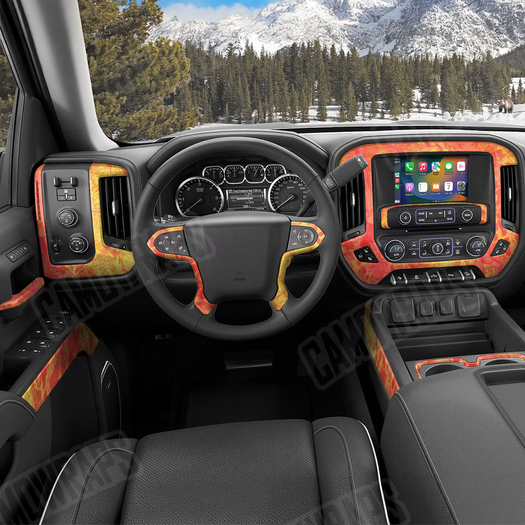Realtree WAV3 Solar Blaze Camo Car Interior Skin