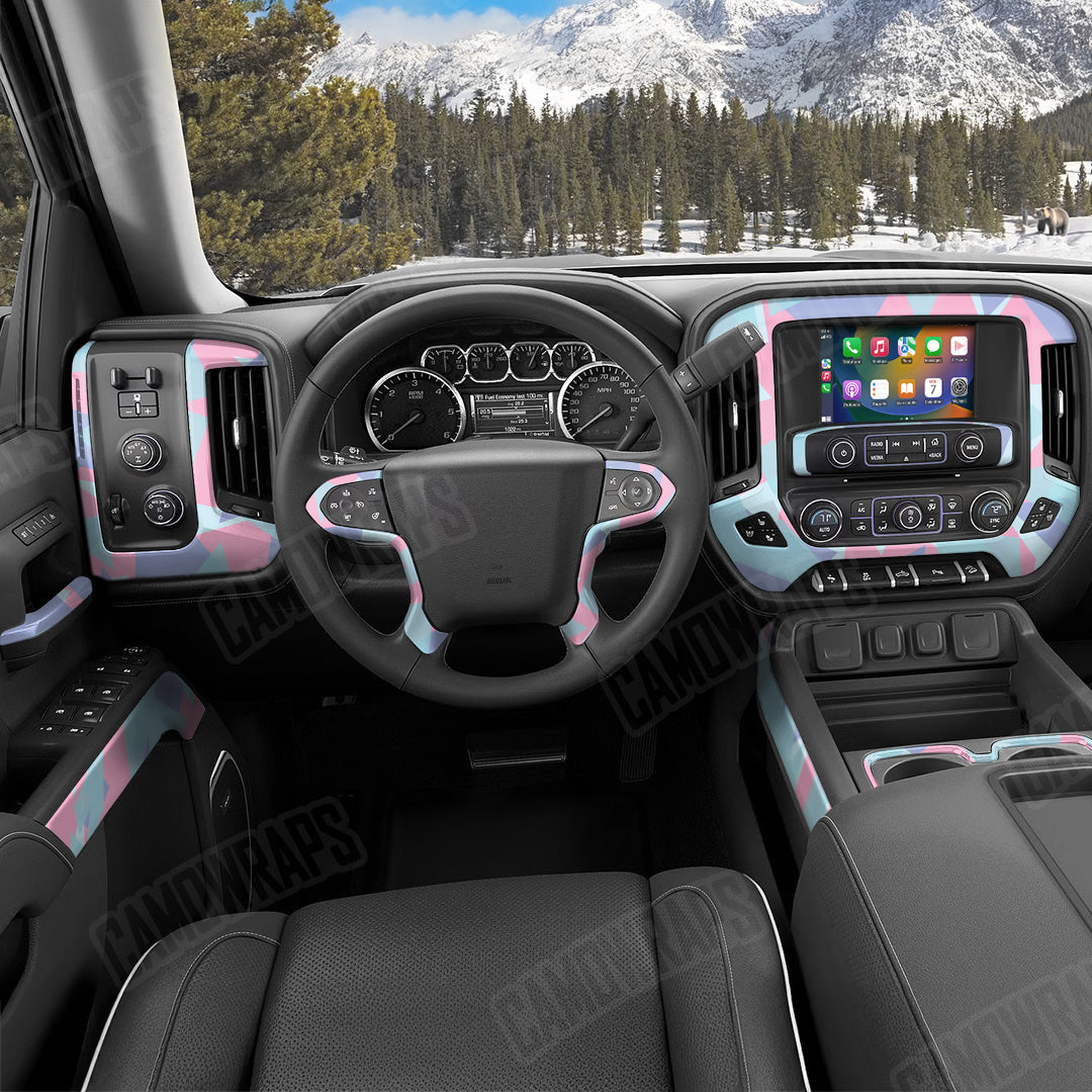 Shattered Cotton Candy Camo Car Interior Skin