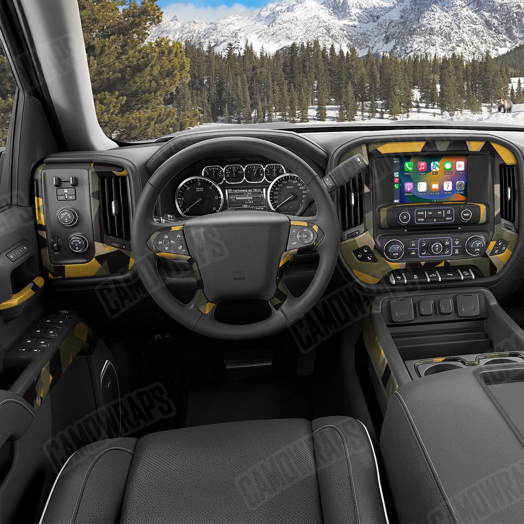 Shattered Militant Yellow Camo Car Interior Skin
