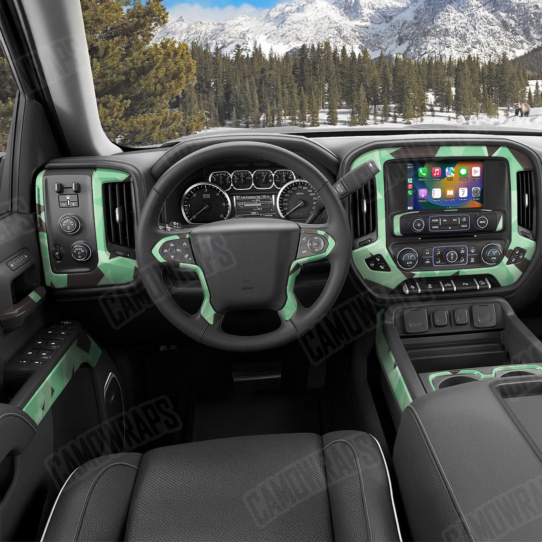 Shattered Mint Chocolate Chip Camo Car Interior Skin