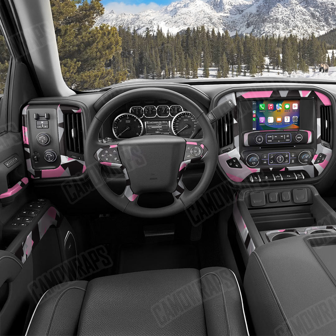 Shattered Pink Tiger Camo Car Interior Skin
