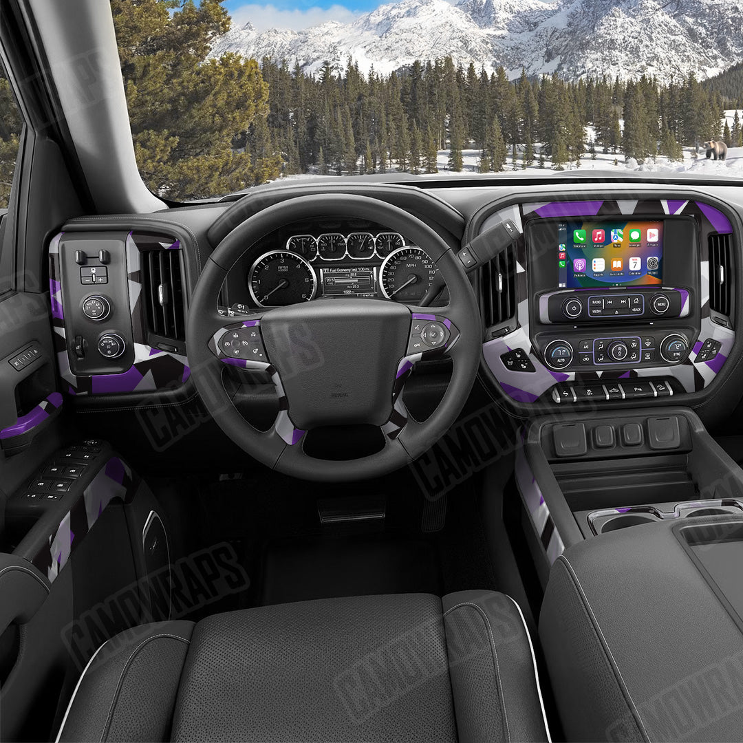 Shattered Purple Tiger Camo Car Interior Skin