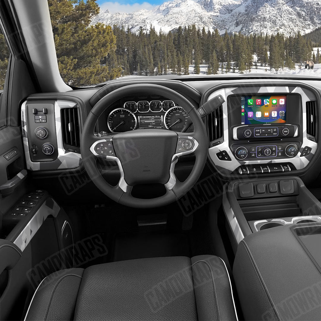 Shattered Snow Camo Car Interior Skin