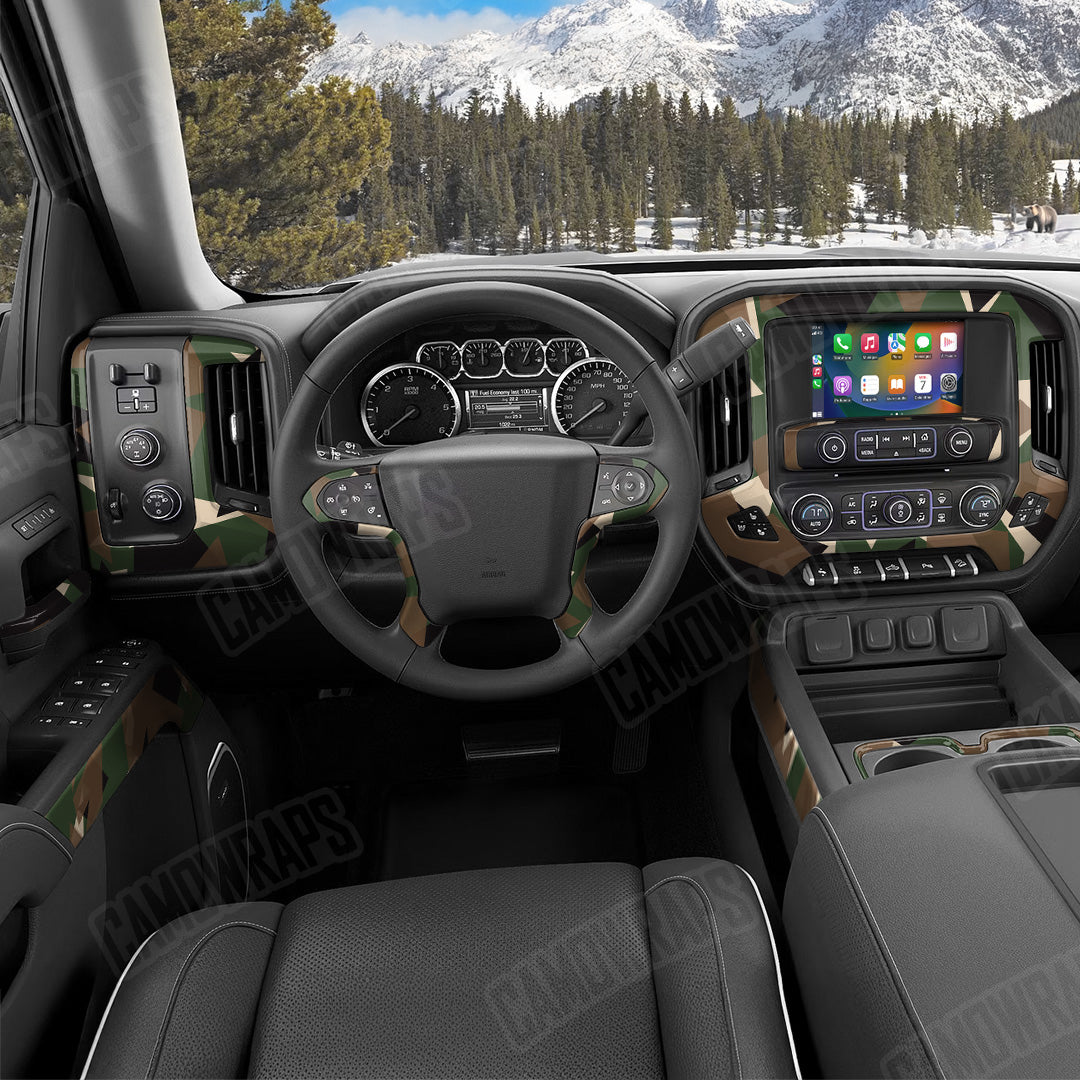Shattered Woodland Camo Car Interior Skin