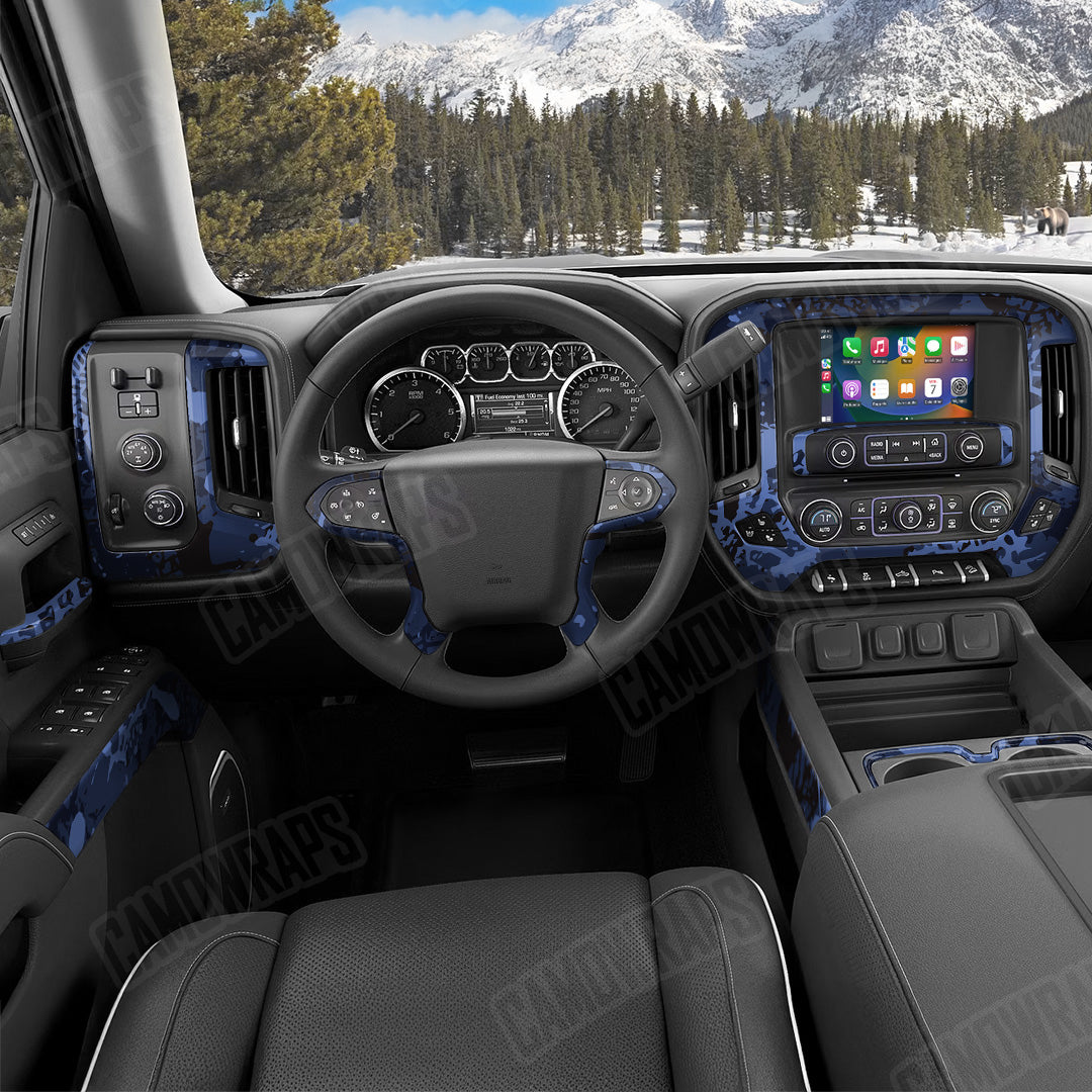 Tire Splatter Blue Midnight Camo Car Interior Skin