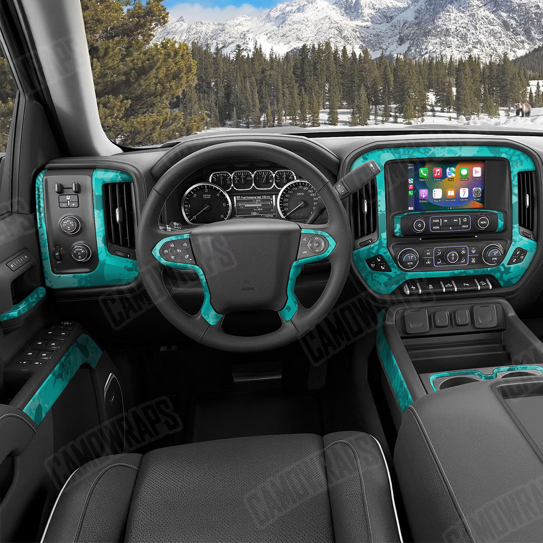 Tire Splatter Elite Tiffany Blue Camo Car Interior Skin