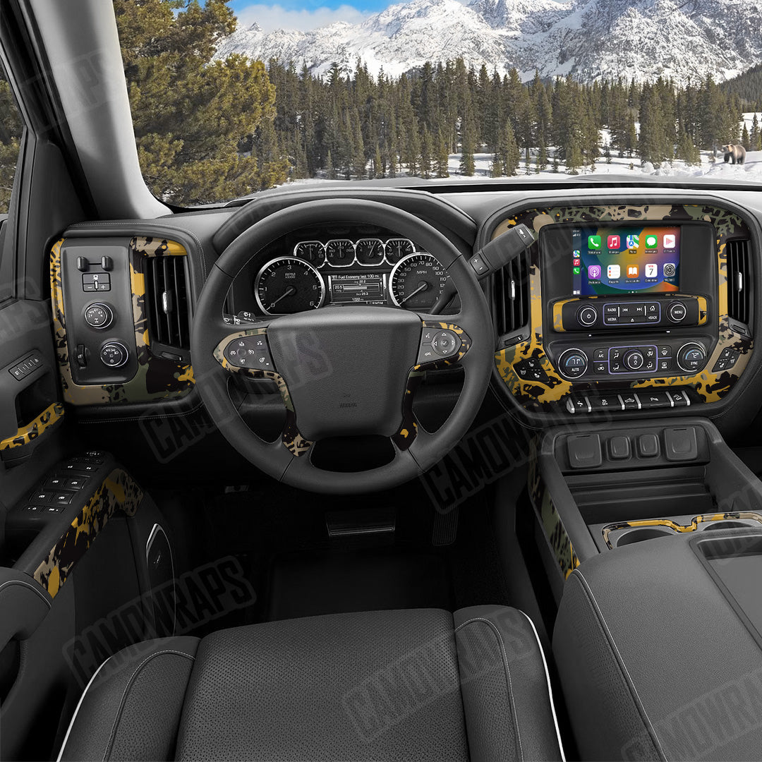 Tire Splatter Militant Yellow Camo Car Interior Skin