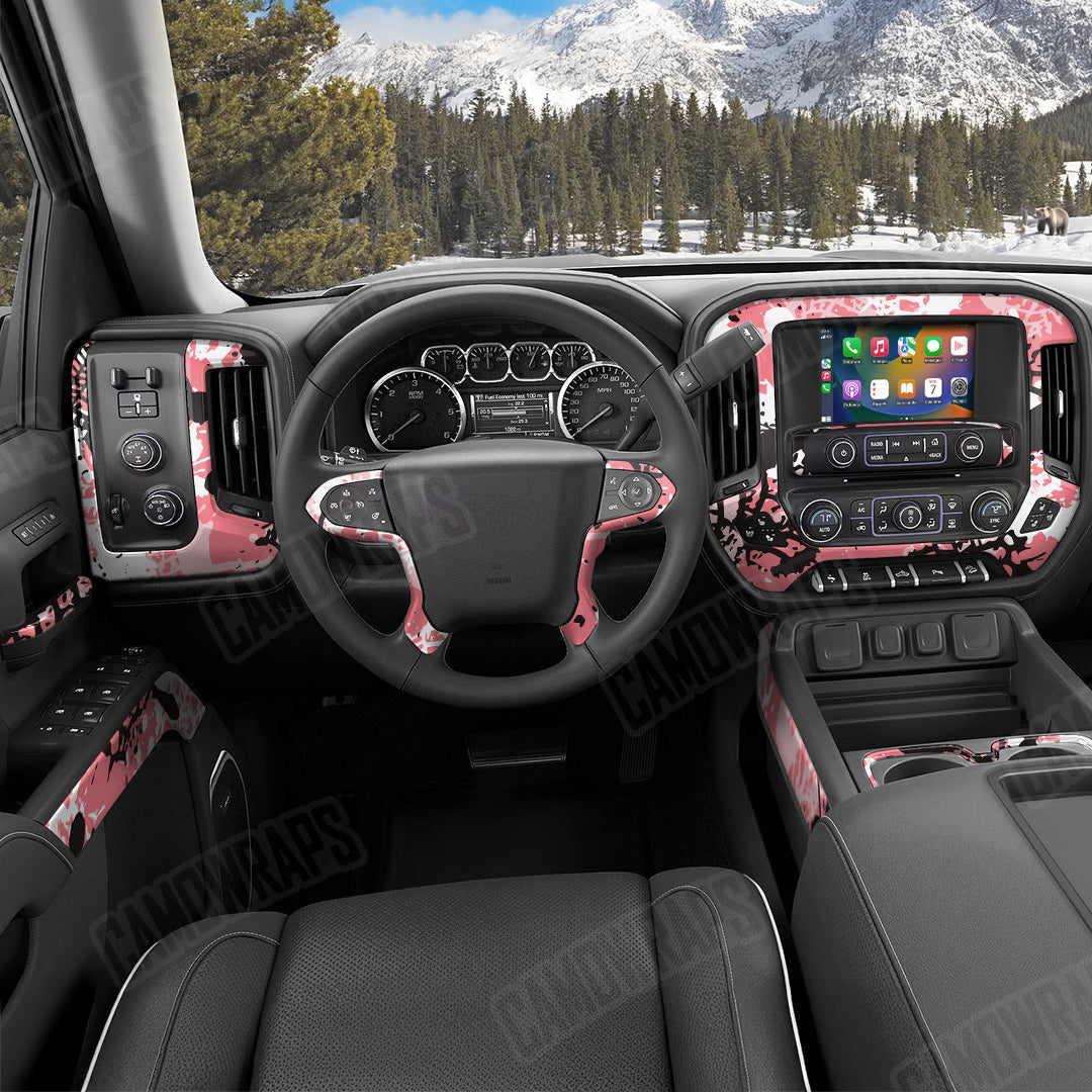 Tire Splatter Pink Camo Car Interior Skin