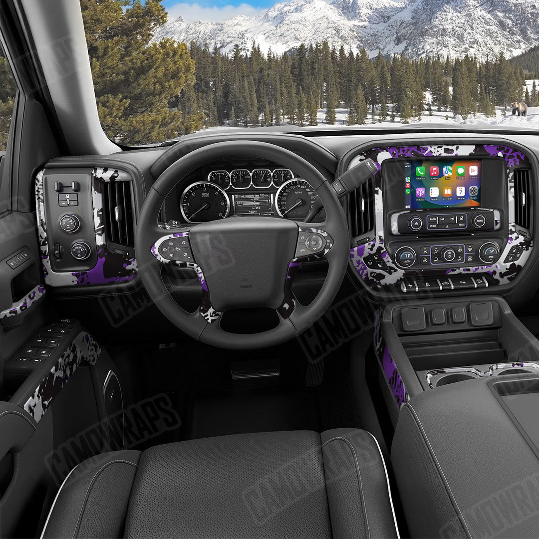 Tire Splatter Purple Tiger Camo Car Interior Skin