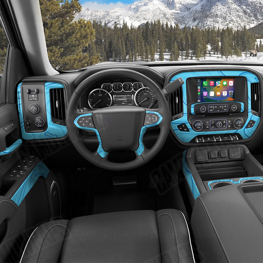 Topographic Blue Camo Car Interior Skin