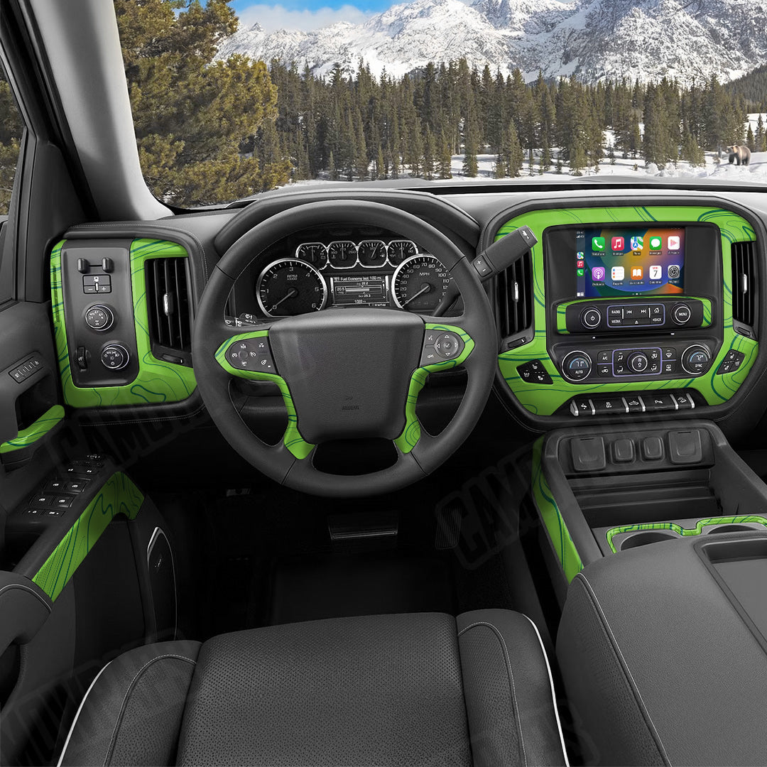 Topographic Green Camo Car Interior Skin