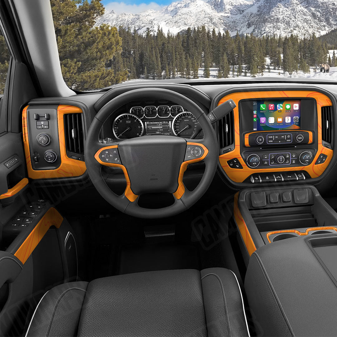 Topographic Orange Camo Car Interior Skin
