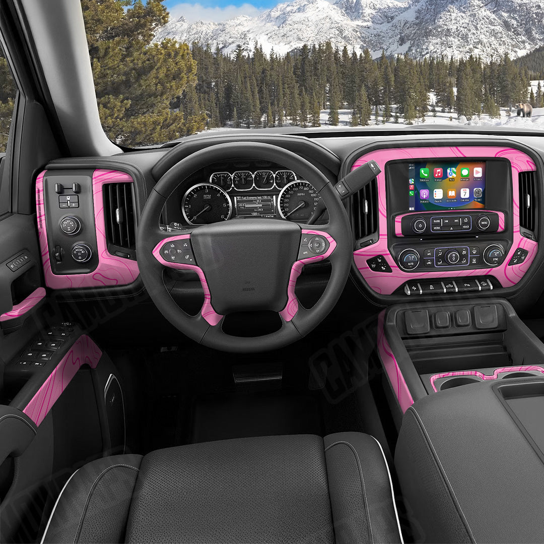 Topographic Pink Camo Car Interior Skin