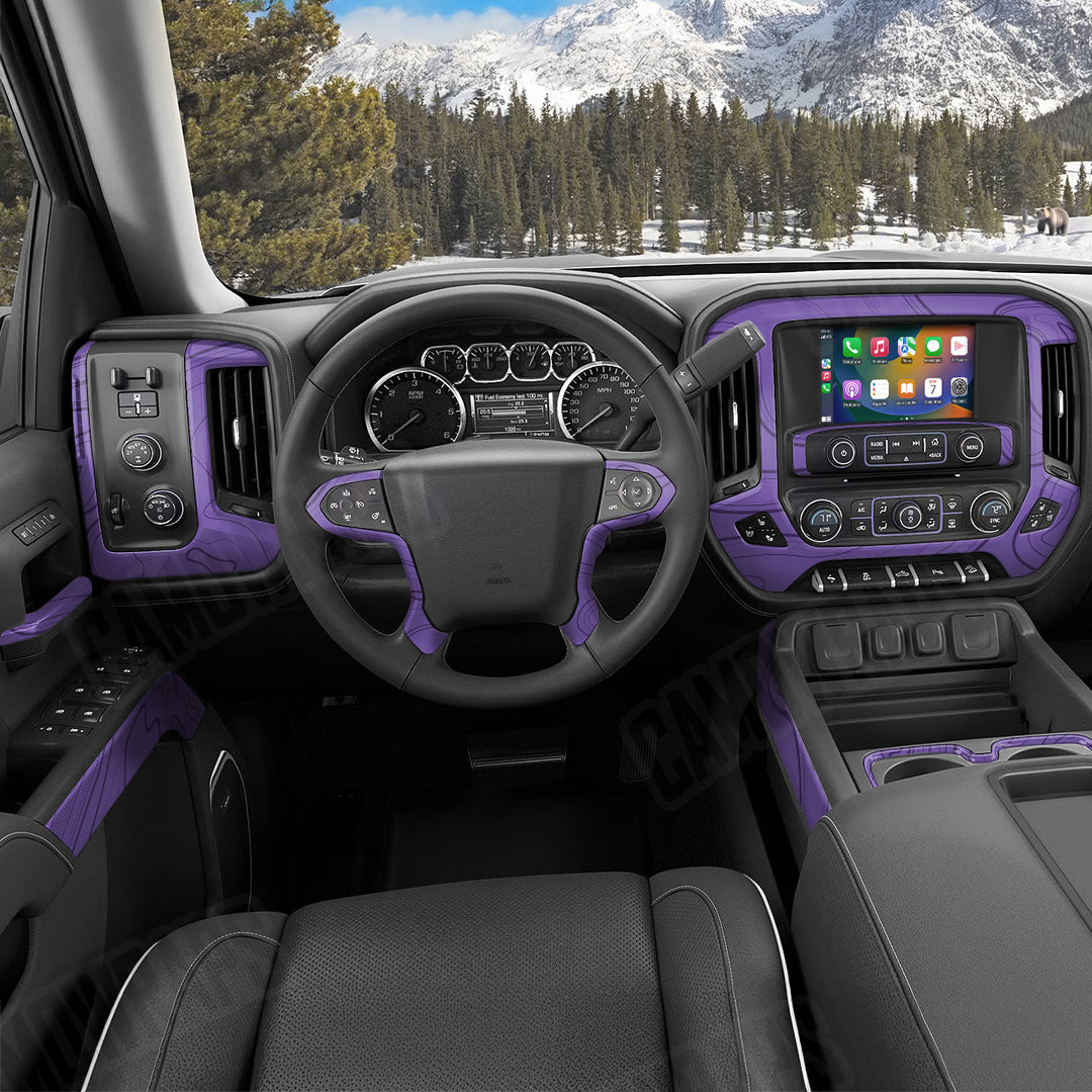 Topographic Purple Camo Car Interior Skin