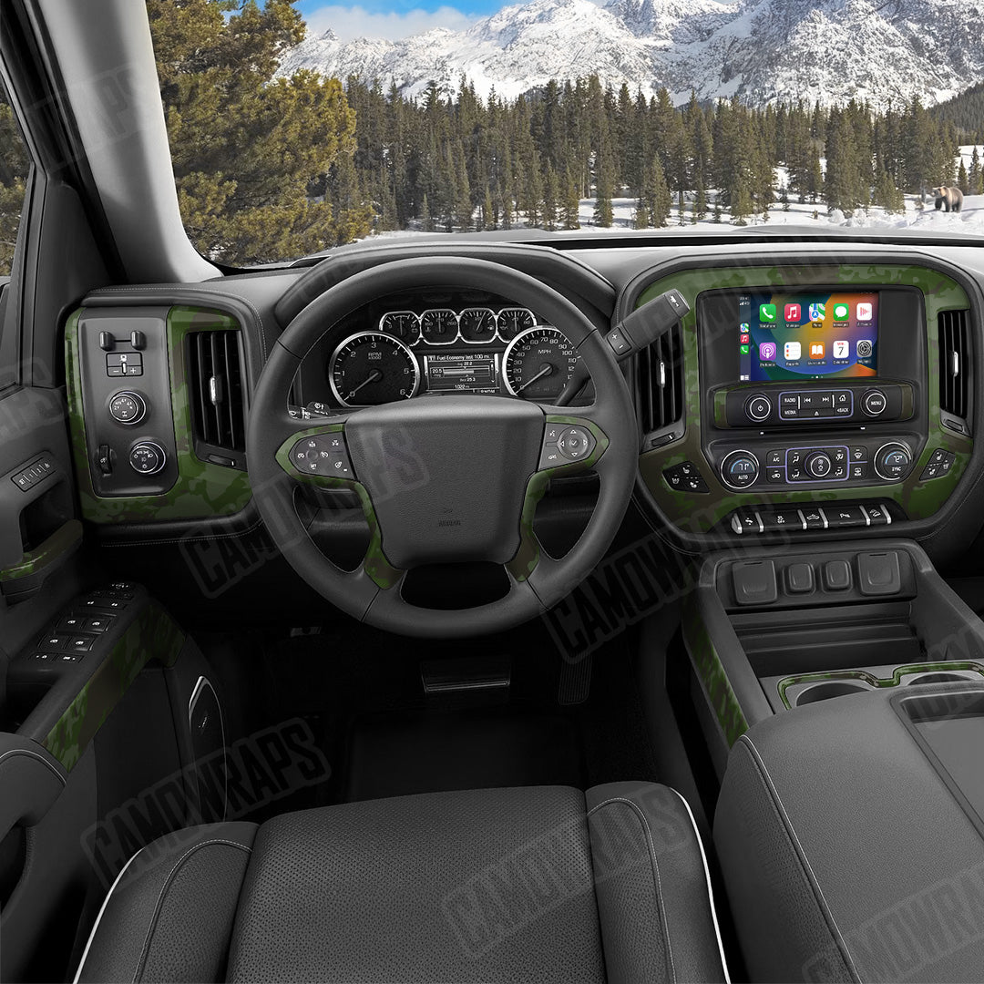 Treetop Army Dark Green Camo Car Interior Skin