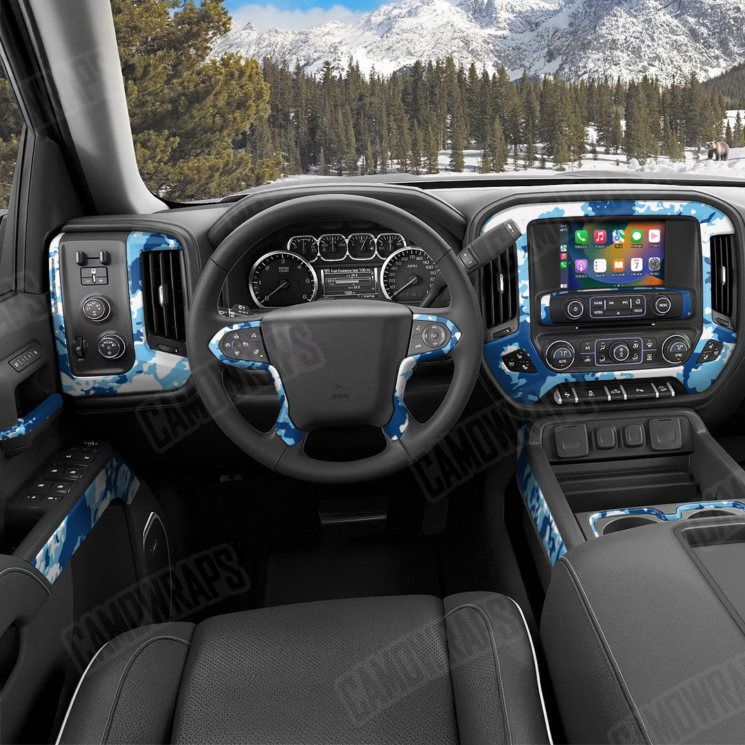 Treetop Baby Blue Camo Car Interior Skin