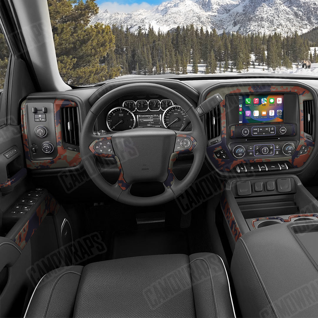 Treetop Blue Copper Camo Car Interior Skin