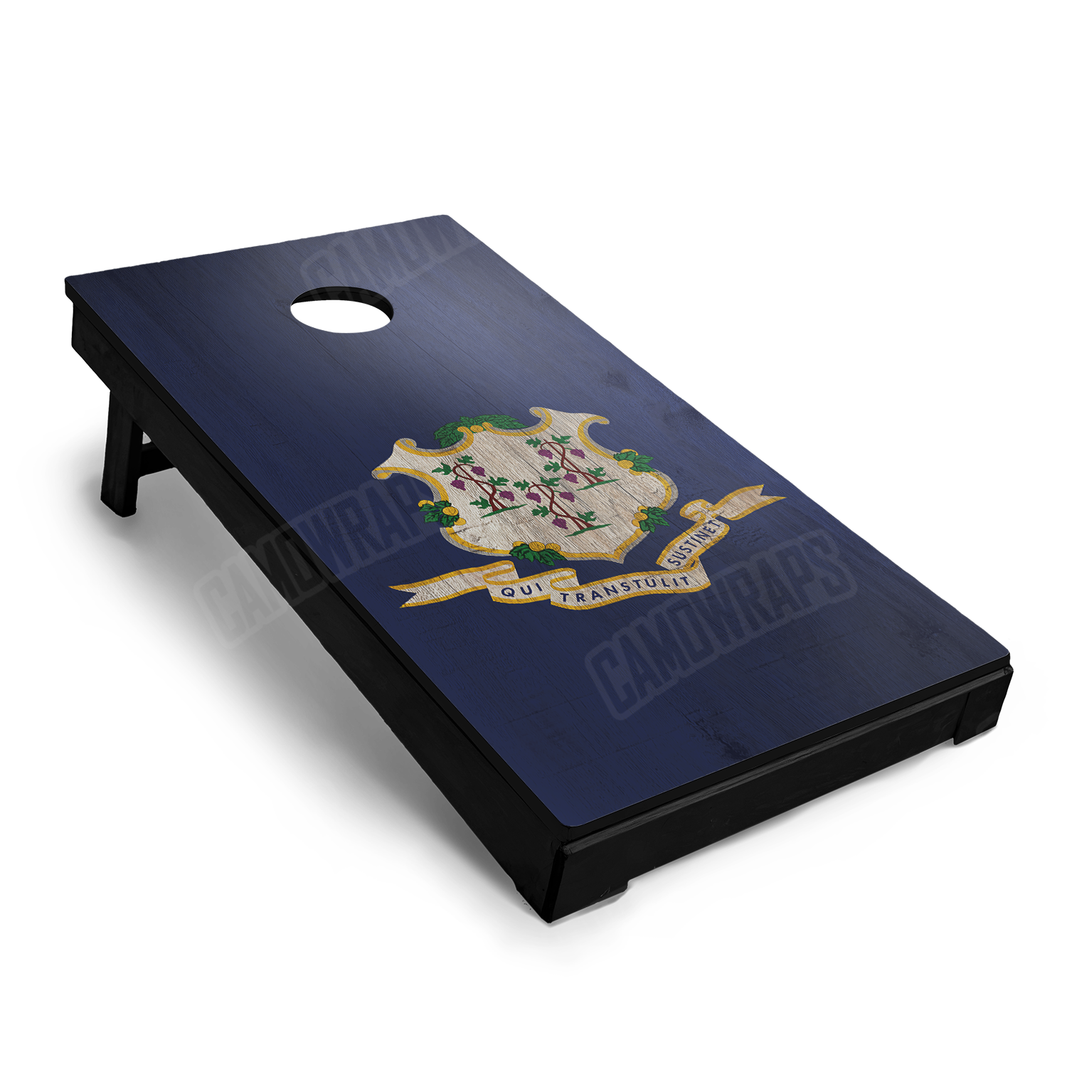 US States Connecticut Distressed Flag Cornhole Vinyl Wrap