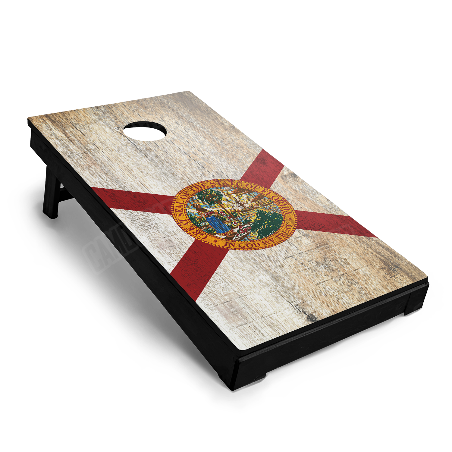 US States Florida Distressed Flag Cornhole Vinyl Wrap