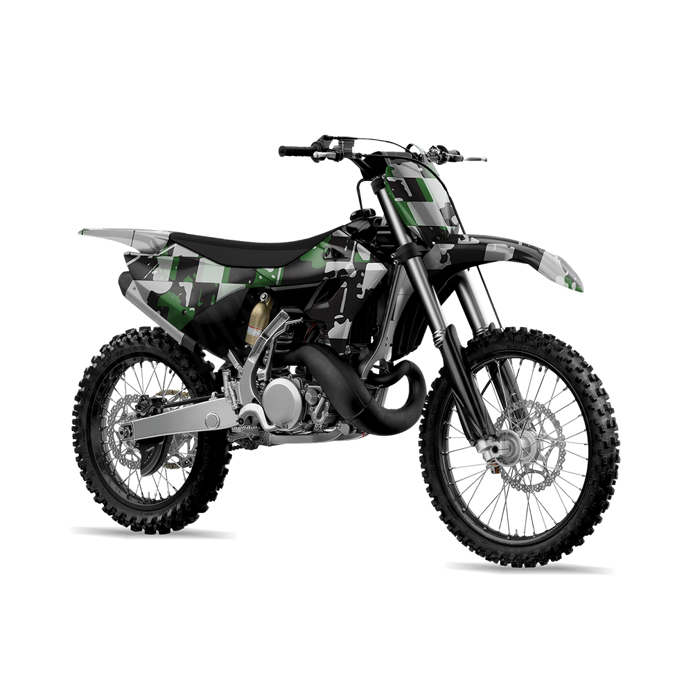 Broken Plaid Green Tiger Camo Dirt Bike Vinyl Wrap