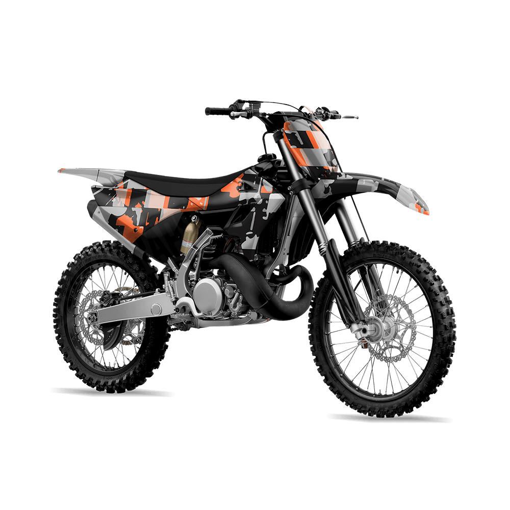 Broken Plaid Orange Tiger Camo Dirt Bike Vinyl Wrap