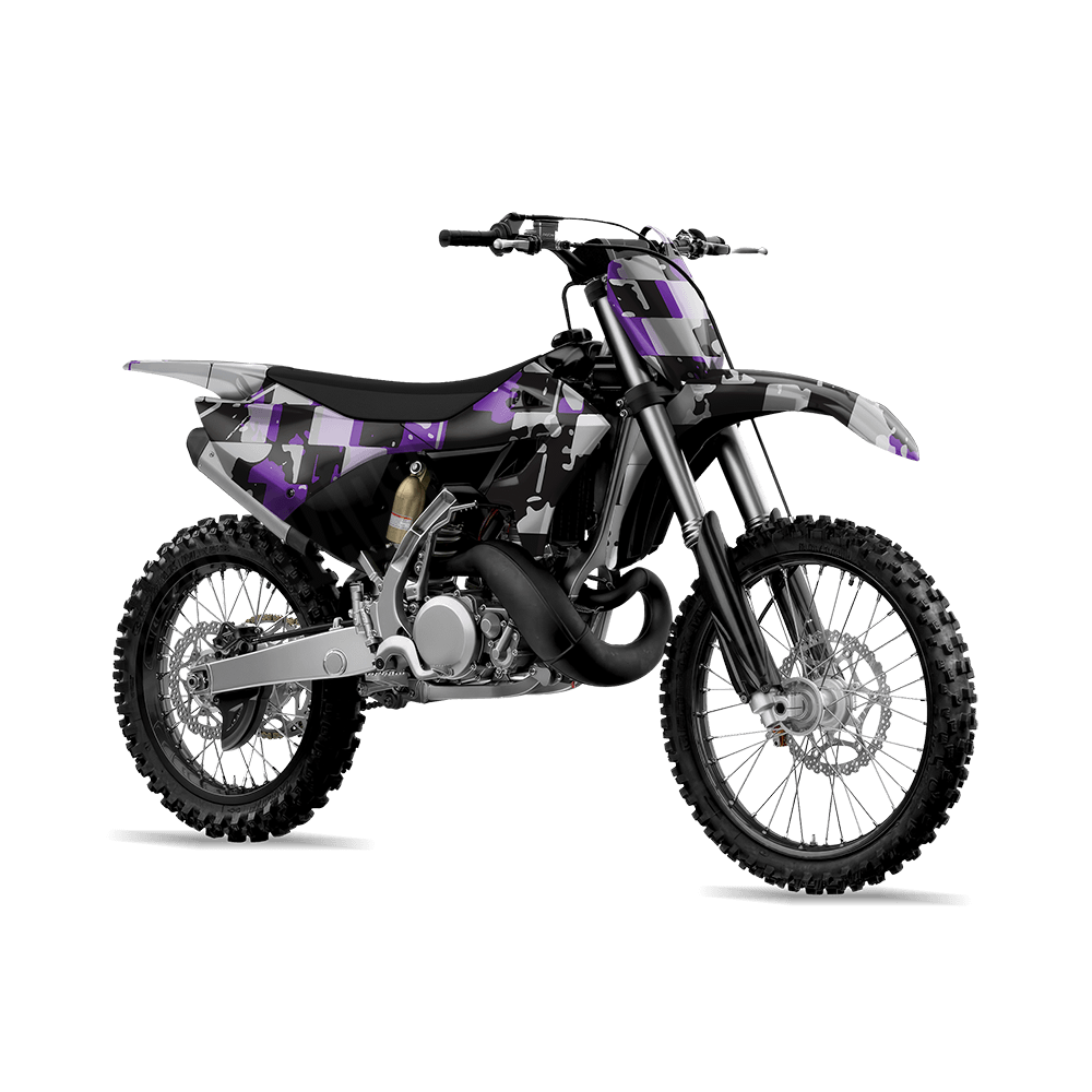 Broken Plaid Purple Tiger Camo Dirt Bike Vinyl Wrap
