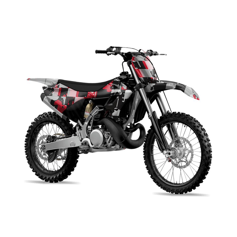 Broken Plaid Red Tiger Camo Dirt Bike Vinyl Wrap