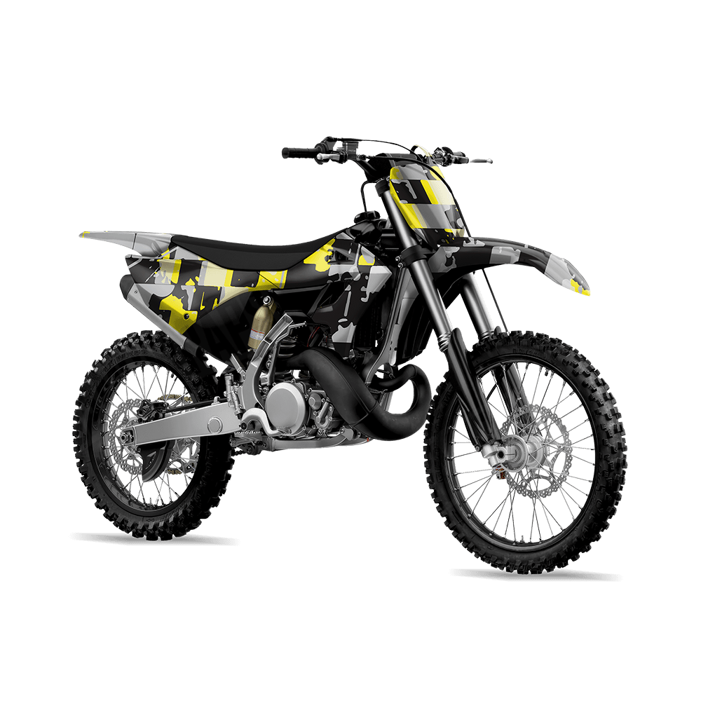 Broken Plaid Yellow Tiger Camo Dirt Bike Vinyl Wrap