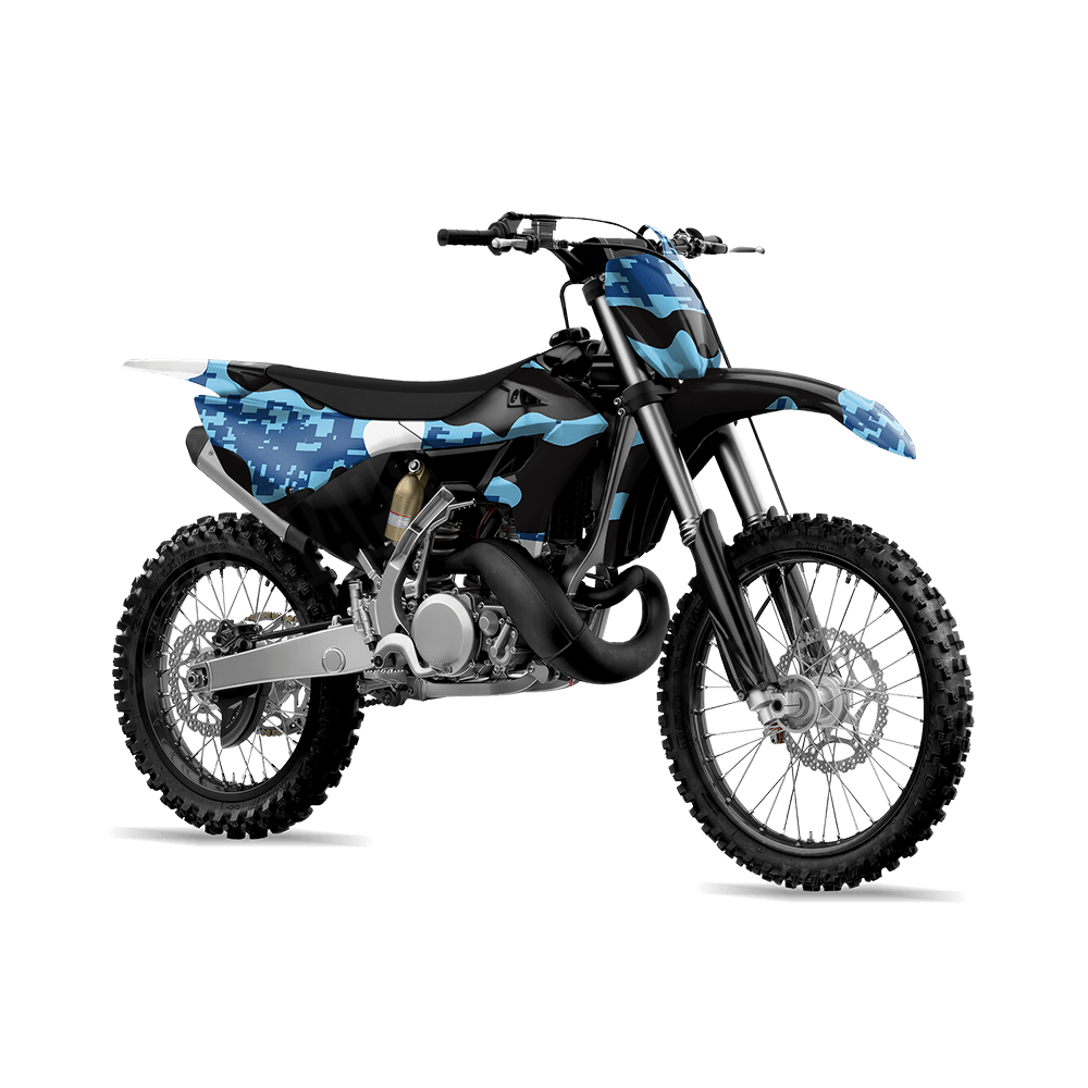 Compound Baby Blue Camo Dirt Bike Vinyl Wrap