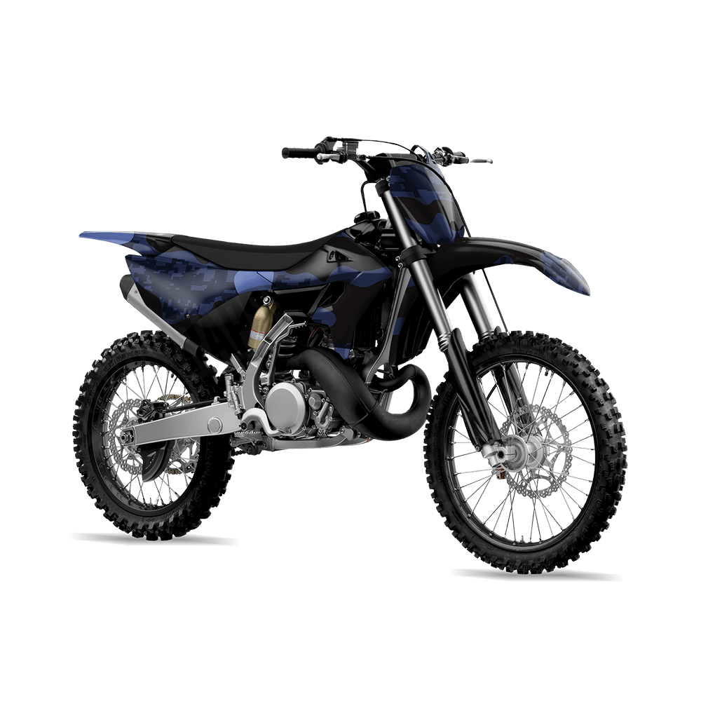 Compound Blue Midnight Camo Dirt Bike Vinyl Wrap