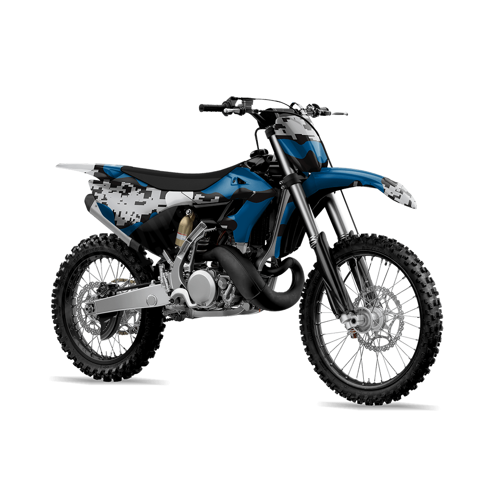 Compound Blue Tiger Camo Dirt Bike Vinyl Wrap