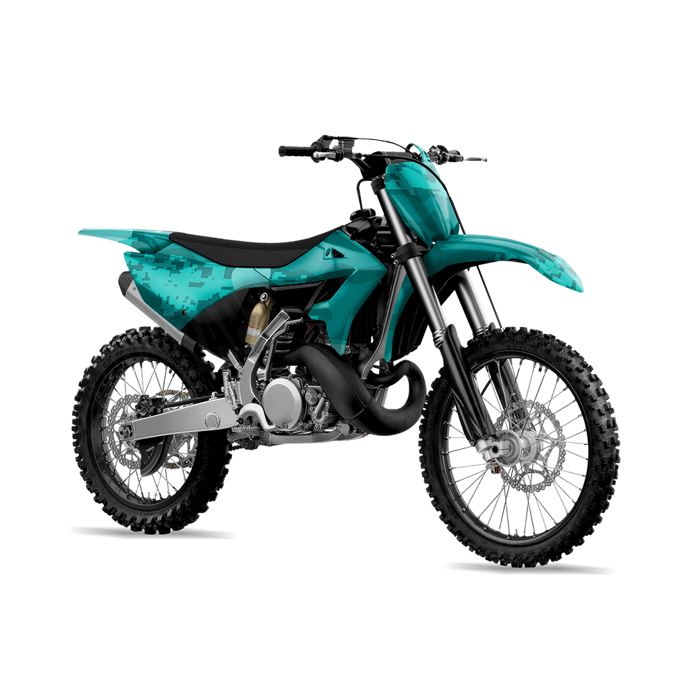Compound Elite Tiffany Blue Camo Dirt Bike Vinyl Wrap