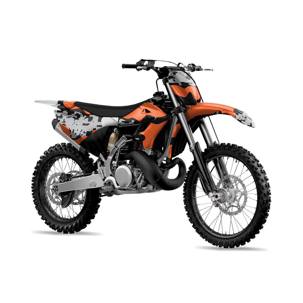 Compound Orange Tiger Camo Dirt Bike Vinyl Wrap