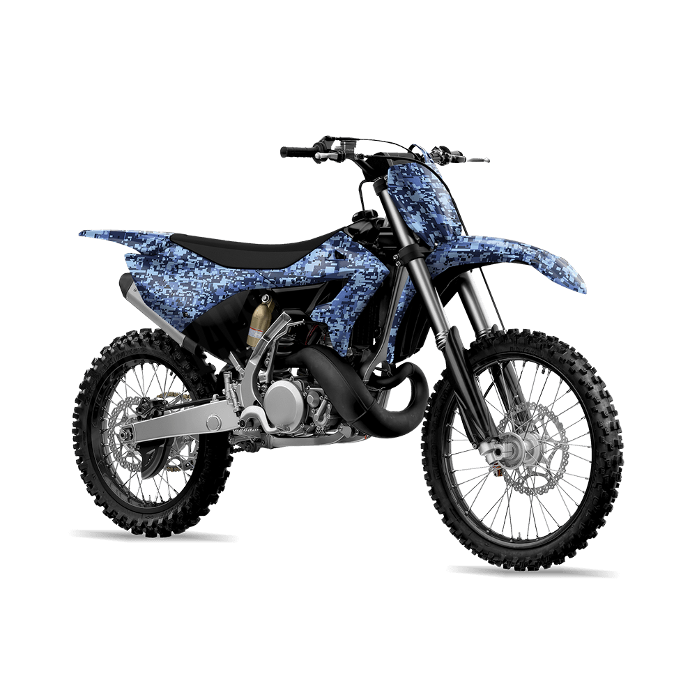 Digital Blue Urban Night Camo Dirt Bike Vinyl Wrap