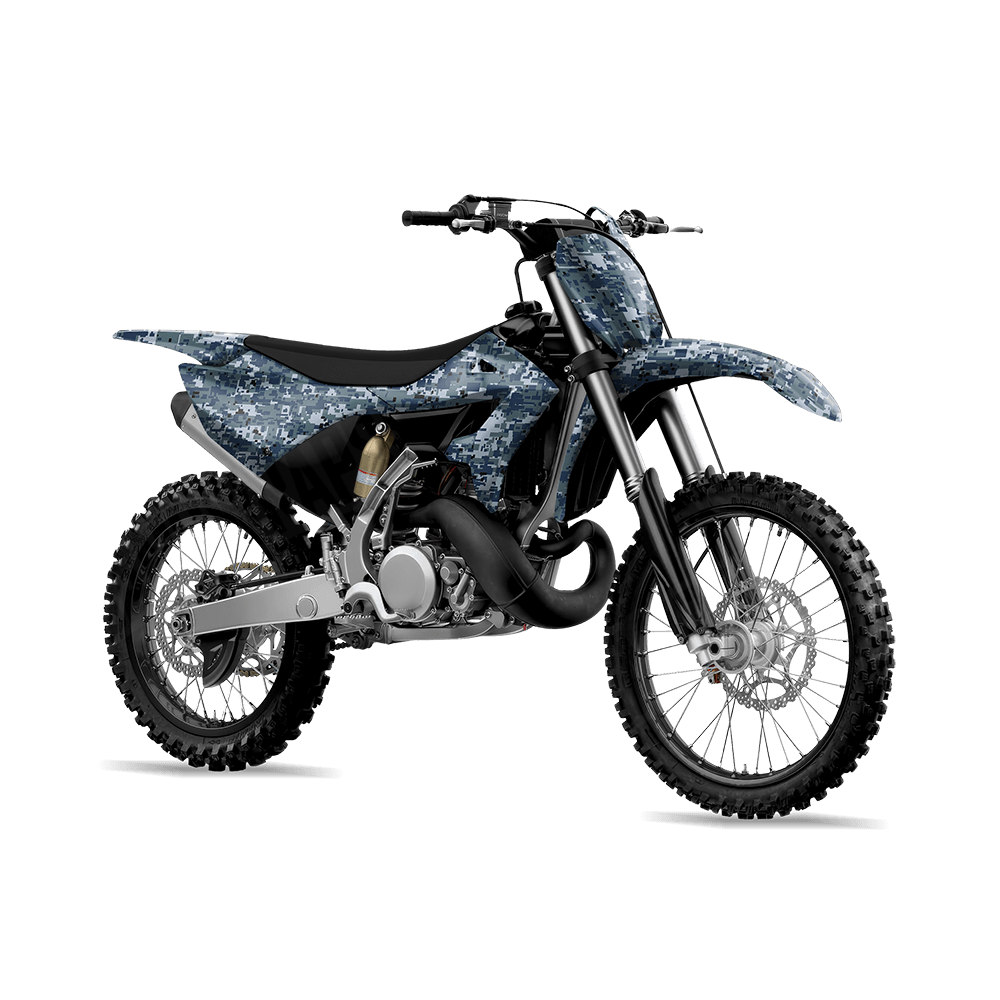 Digital Navy Camo Dirt Bike Vinyl Wrap