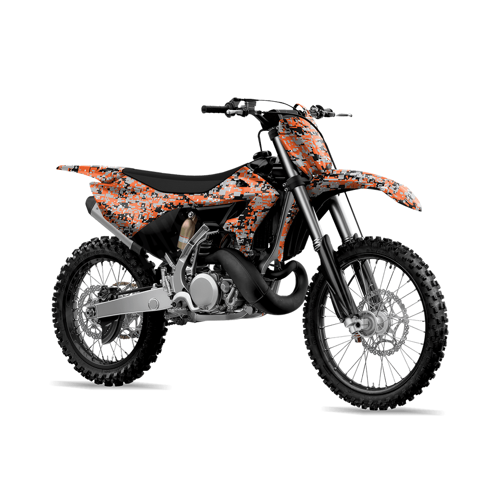 Digital Orange Tiger Camo Dirt Bike Vinyl Wrap