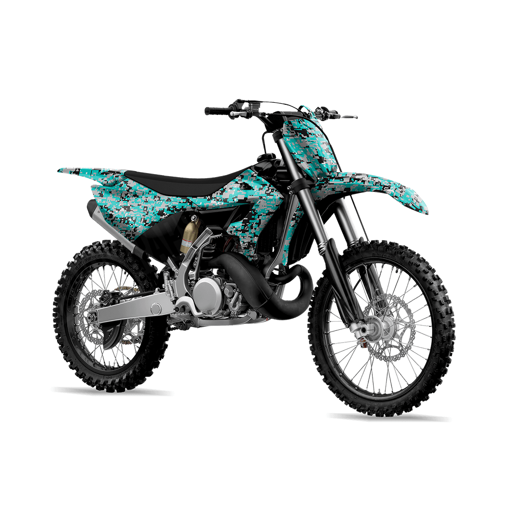 Digital Tiffany Blue Tiger Camo Dirt Bike Vinyl Wrap
