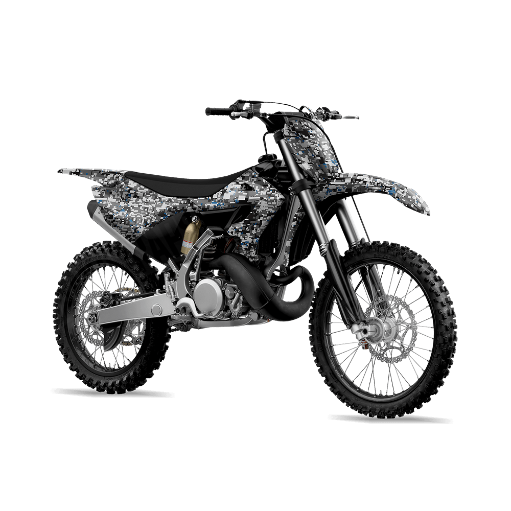 Digital Urban Blue Camo Dirt Bike Vinyl Wrap