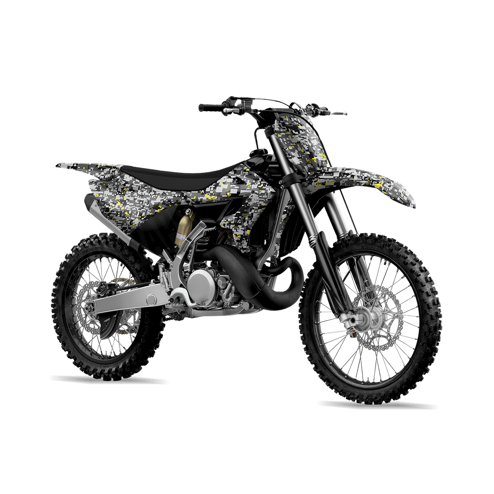 Digital Urban Yellow Camo Dirt Bike Vinyl Wrap